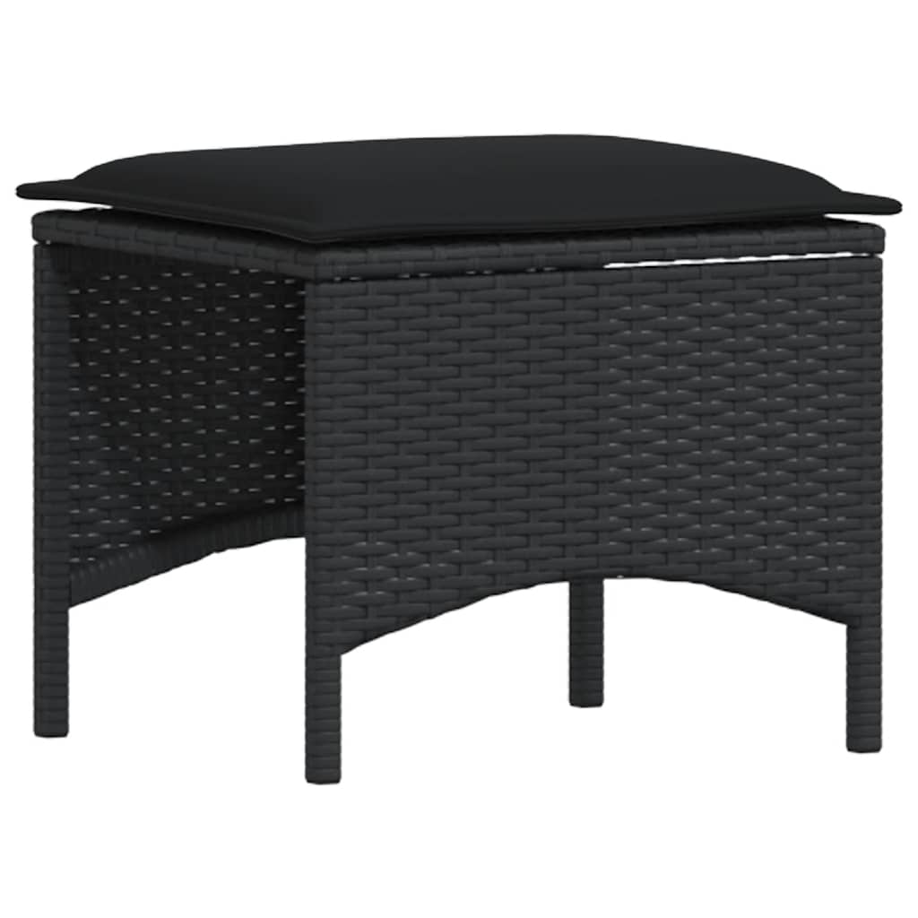 Set mobilier de grădină cu perne, 4 piese, negru, poliratan