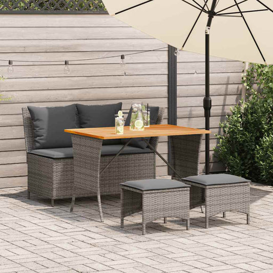 4-piece garden furniture set with cushions, grey, polyrattan