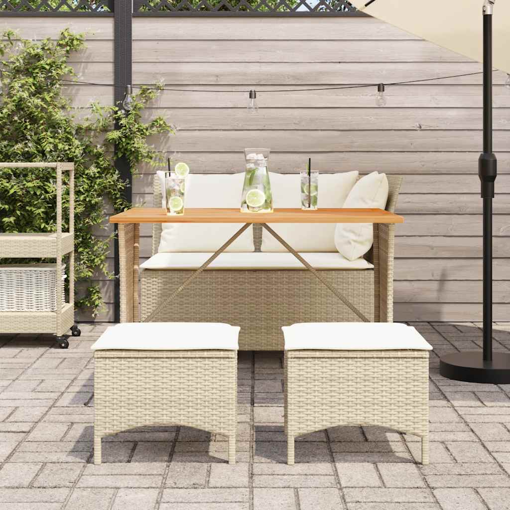 4-piece garden sofa set with cushions, beige, polyrattan