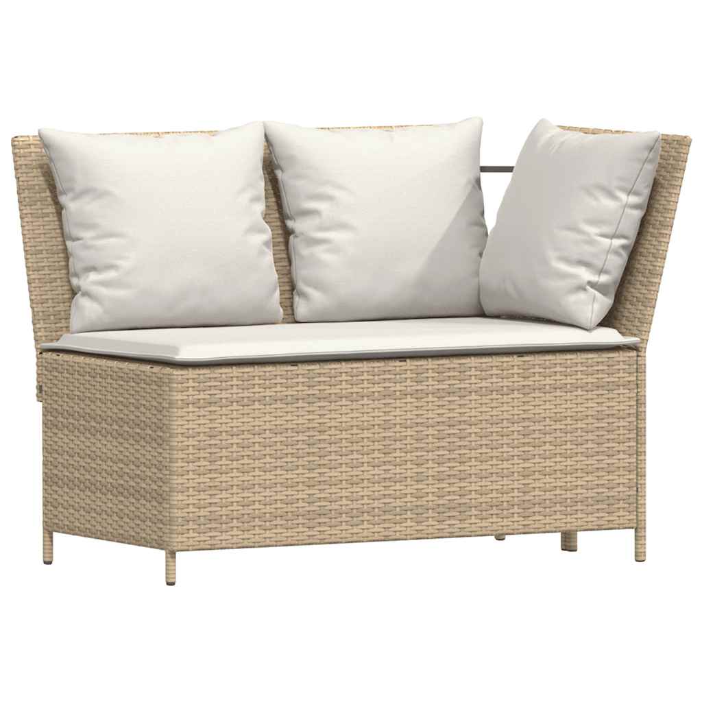 4-piece garden sofa set with cushions, beige, polyrattan