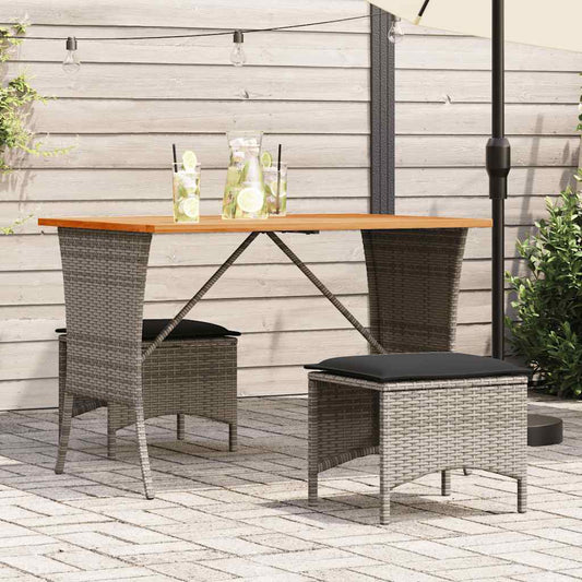 3-piece garden furniture set with cushions, grey, polyrattan