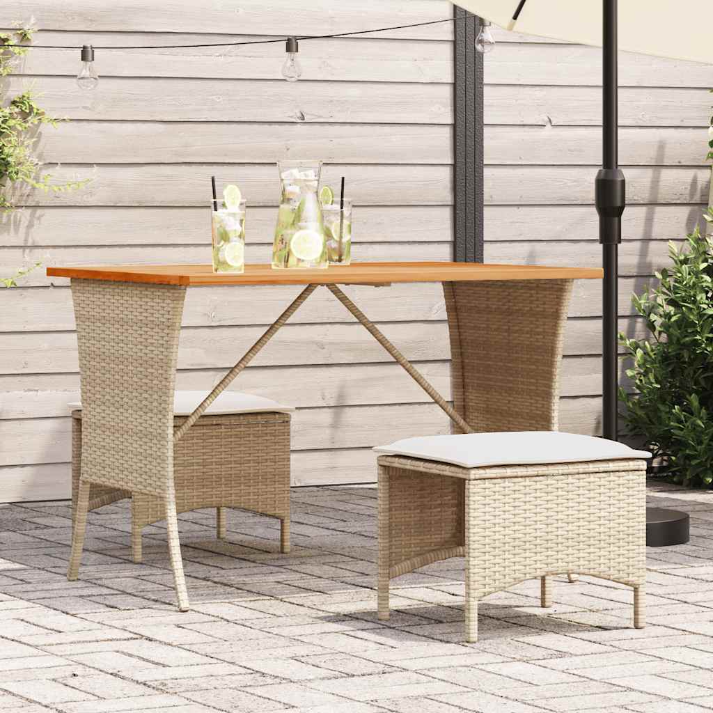 Garden furniture set with cushions, 3 pieces, beige, polyrattan