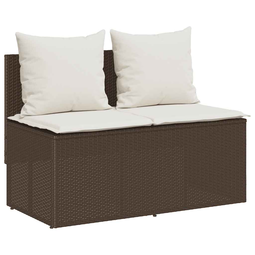 Garden furniture set with cushions, 3 pieces, brown, polyrattan