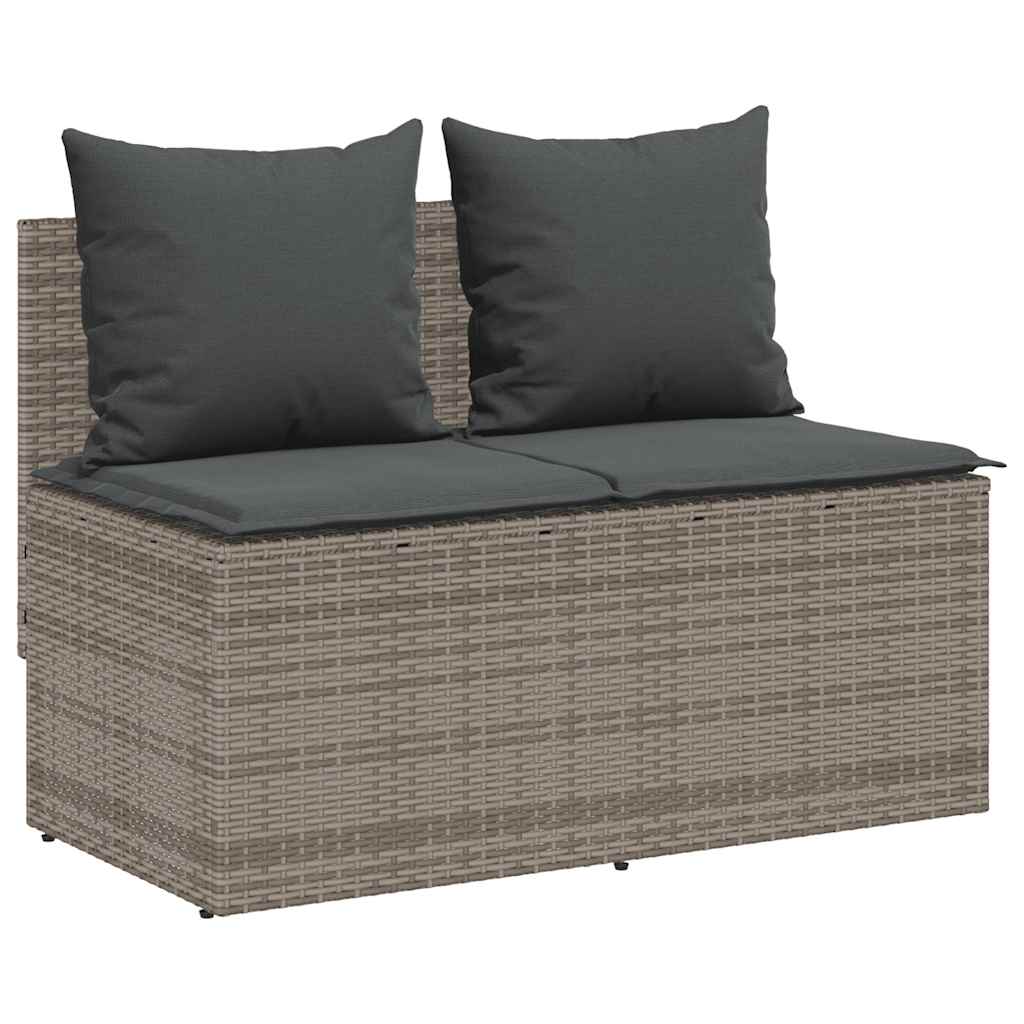 3-piece garden furniture set with cushions, grey, polyrattan