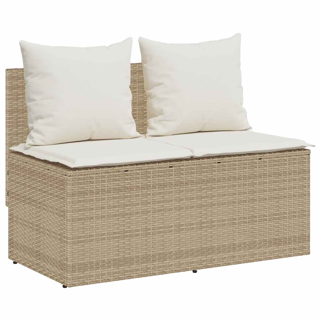 Garden furniture set with cushions, 3 pieces, beige, polyrattan