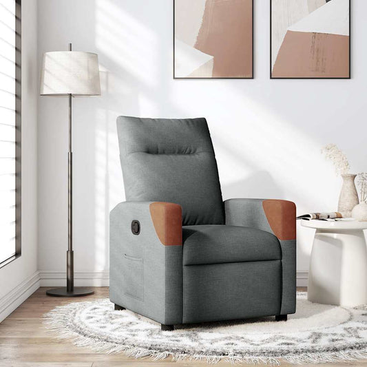 Reclining armchair, dark grey, textile