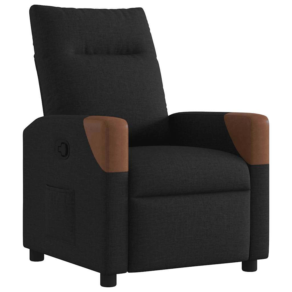 Reclining armchair, black, textile material