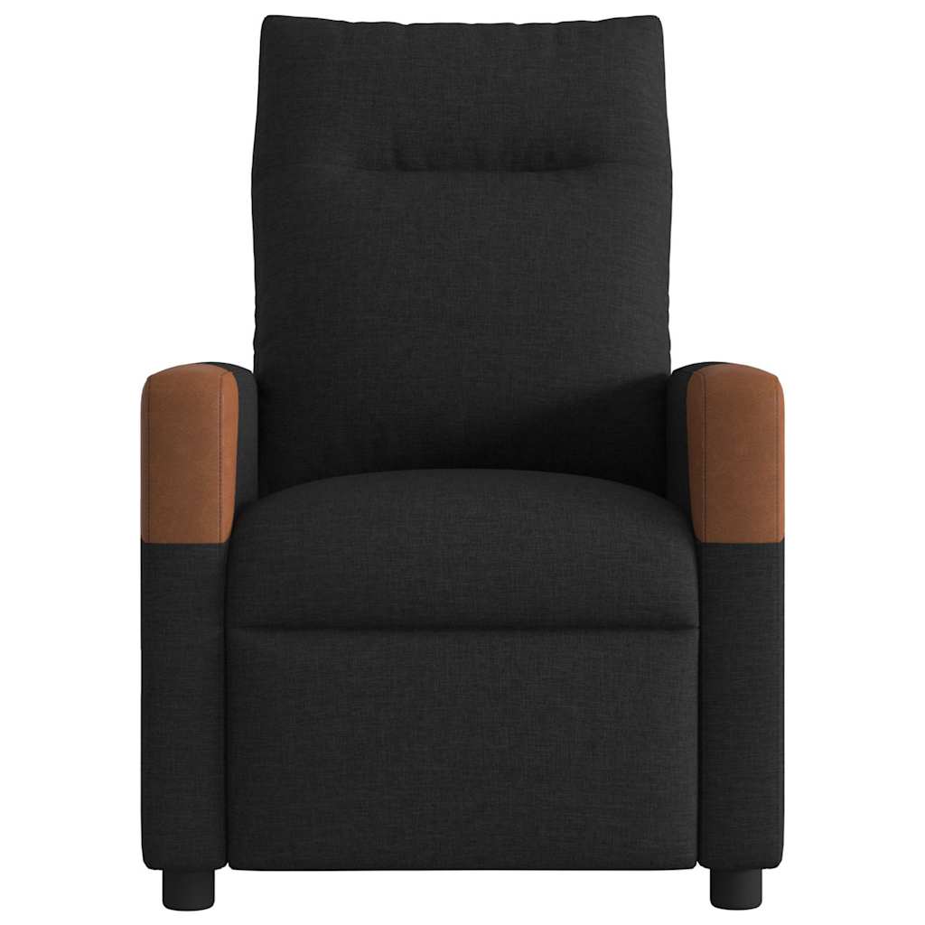 Reclining armchair, black, textile material