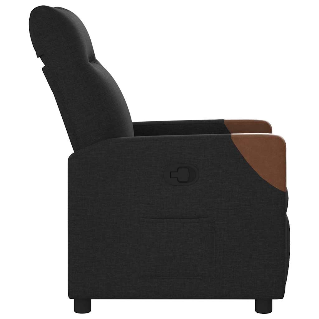 Reclining armchair, black, textile material