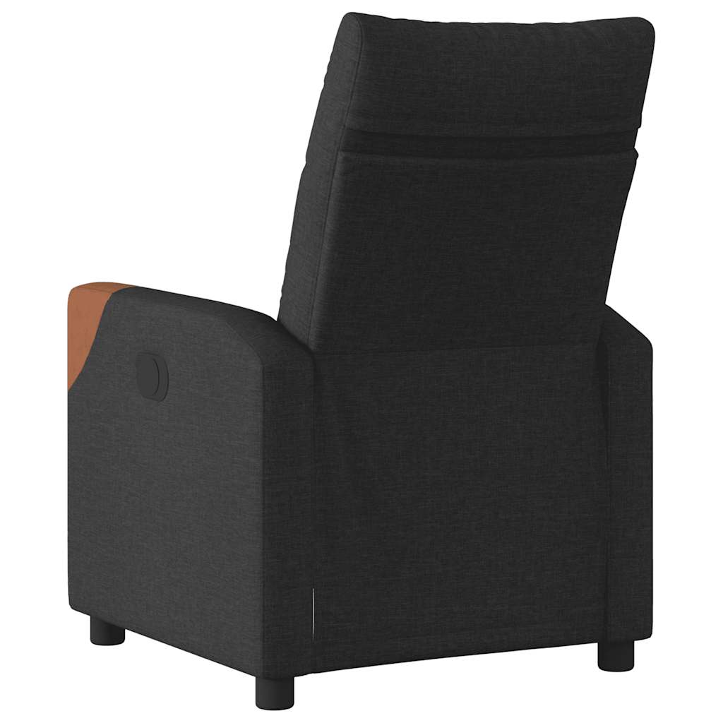 Reclining armchair, black, textile material