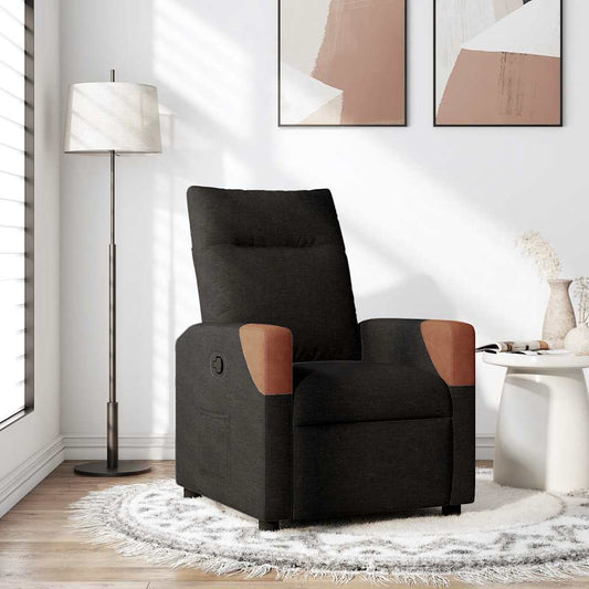 Reclining armchair, black, textile material