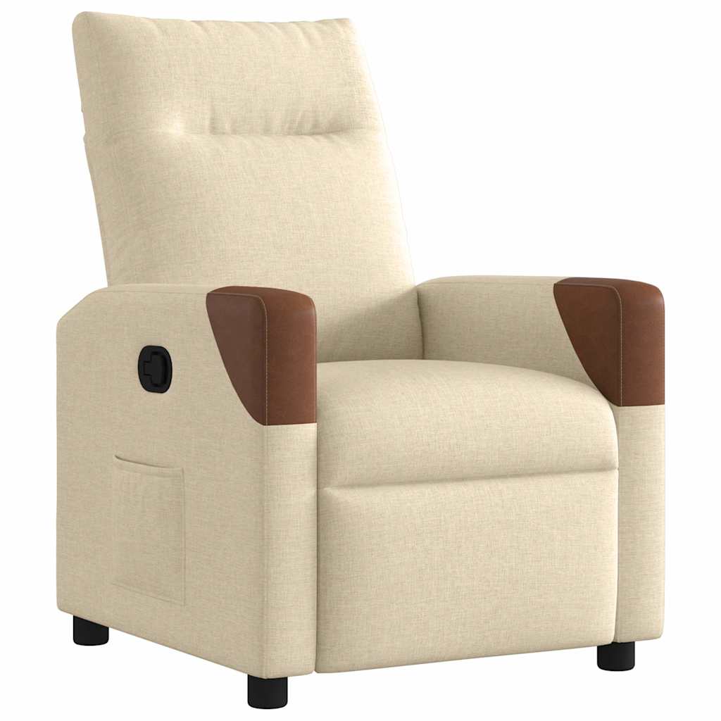 Reclining armchair, cream, textile material