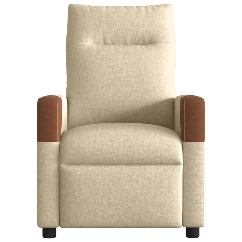 Reclining armchair, cream, textile material