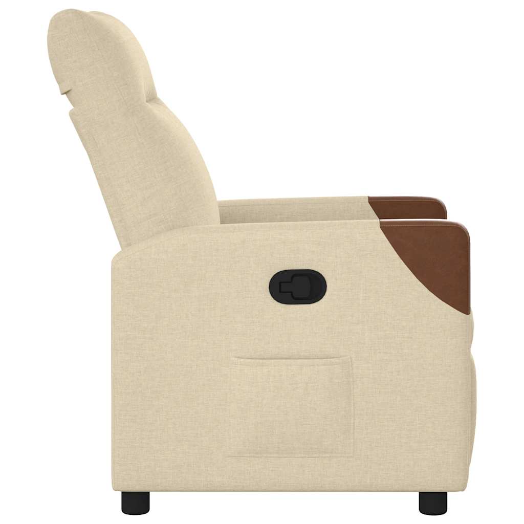 Reclining armchair, cream, textile material