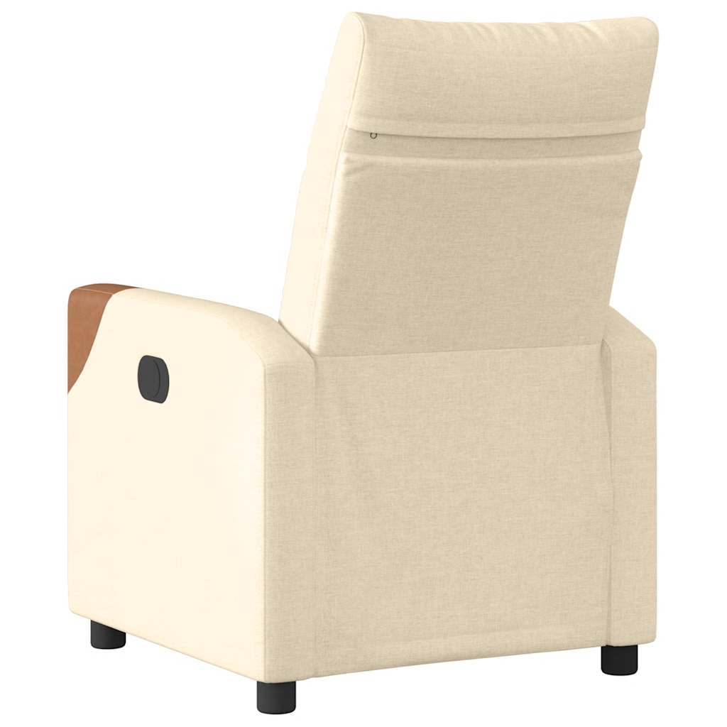 Reclining armchair, cream, textile material