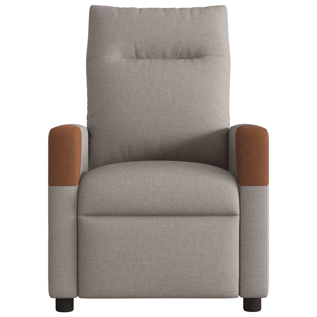 Reclining armchair, taupe grey, textile material