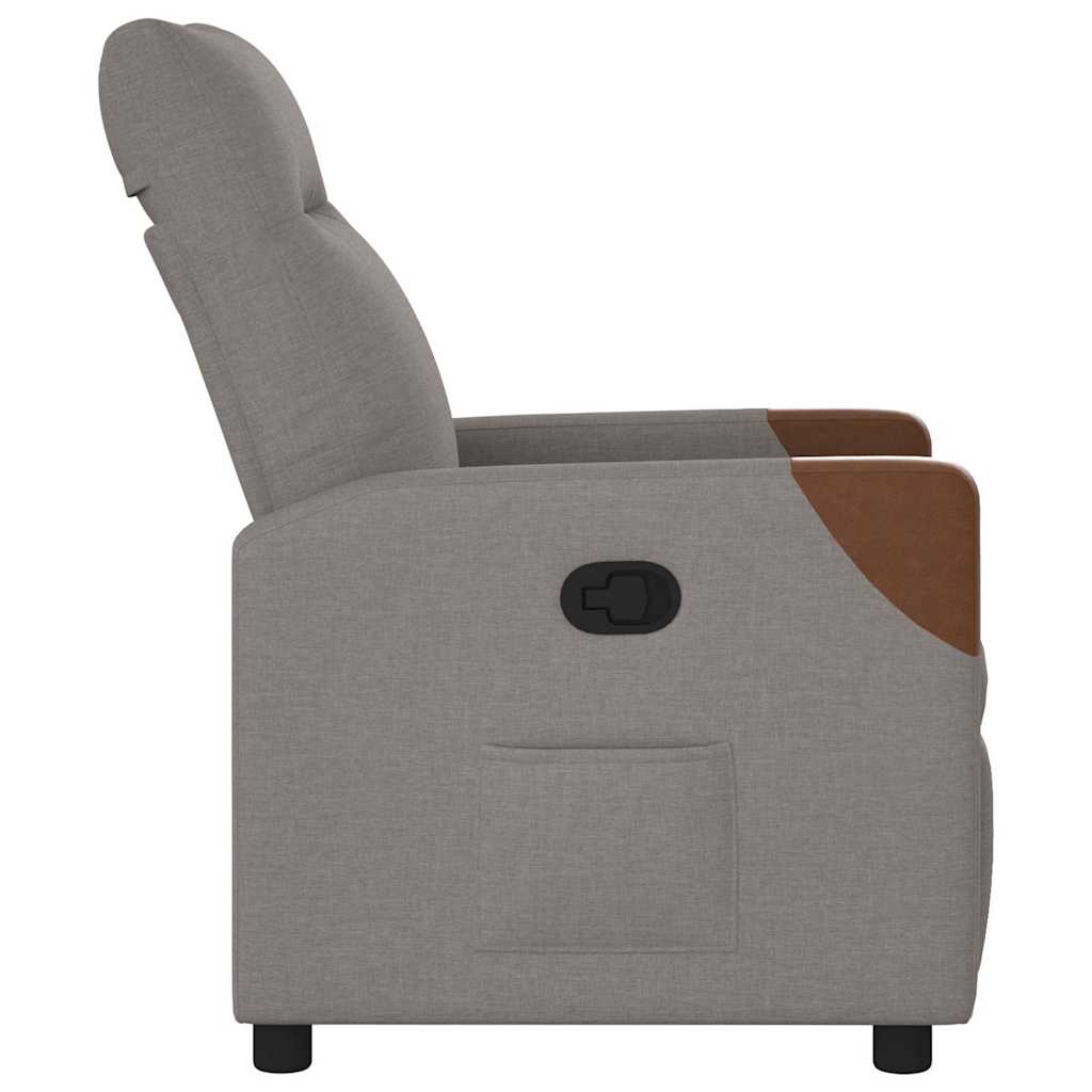 Reclining armchair, taupe grey, textile material