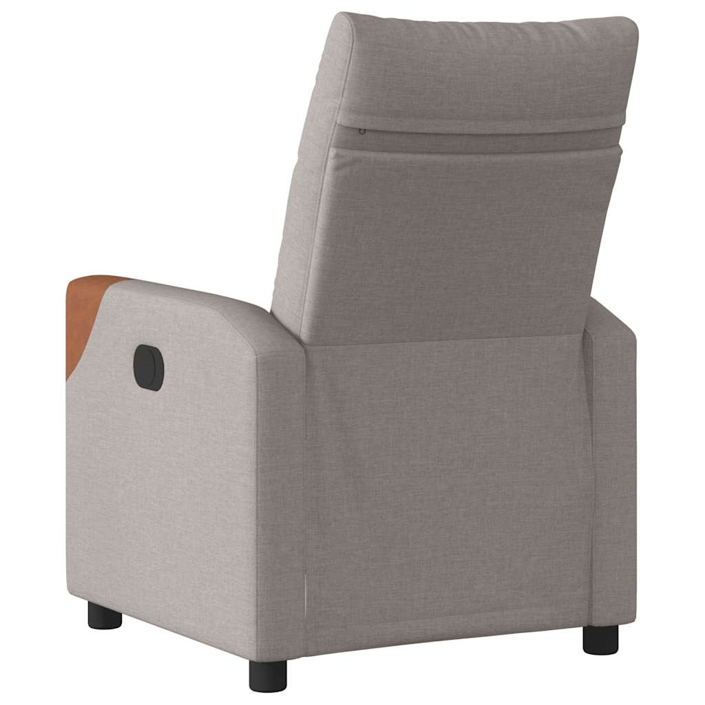 Reclining armchair, taupe grey, textile material