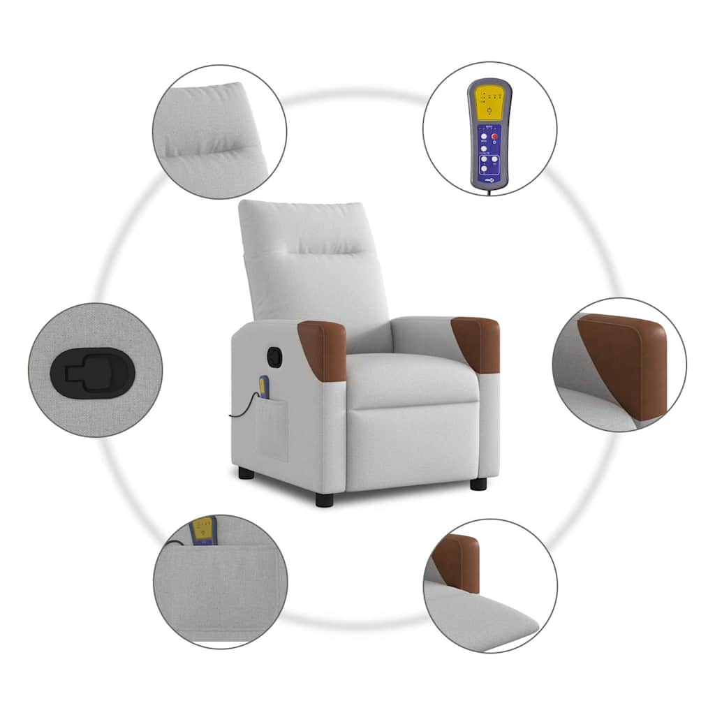 Cloud gray fabric massage chair