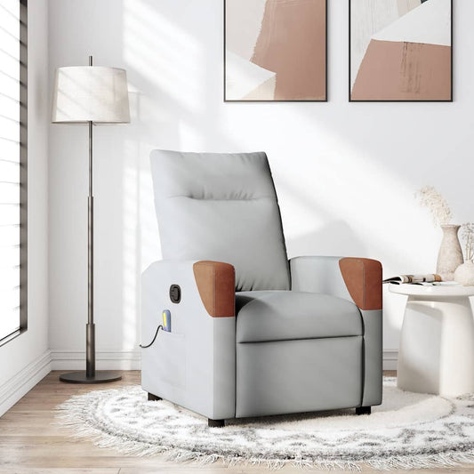 Cloud gray fabric massage chair