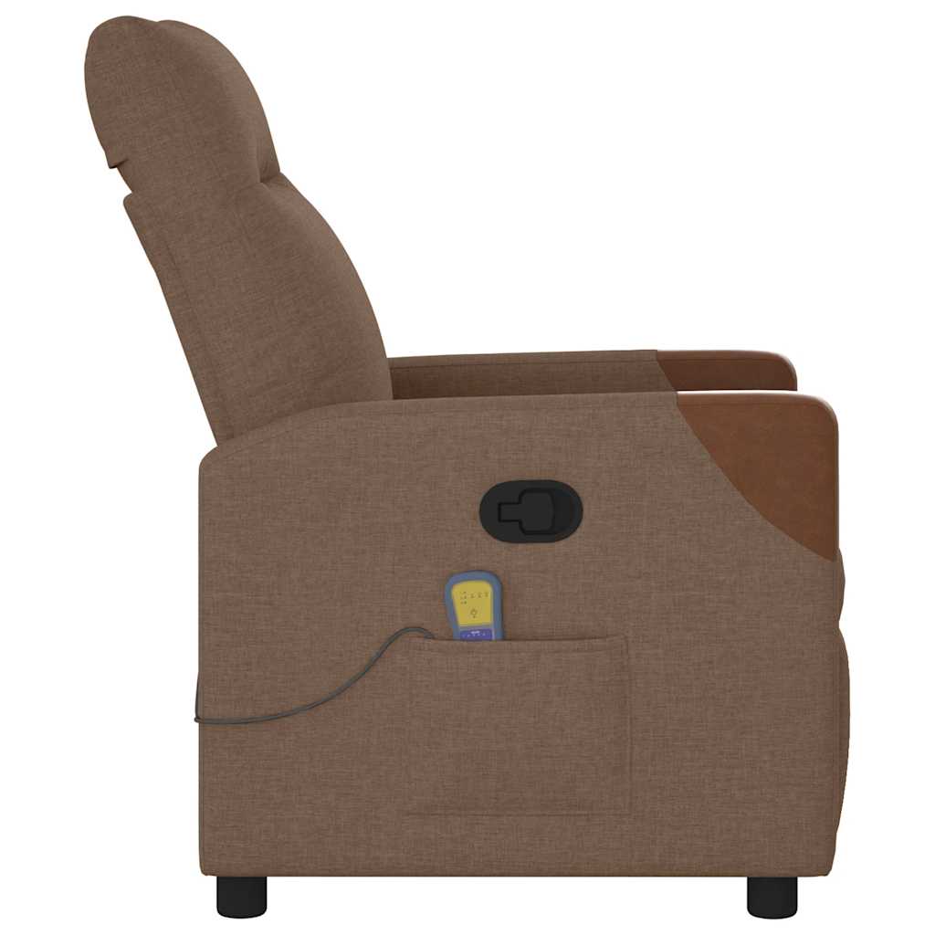 Reclining massage chair, brown, fabric