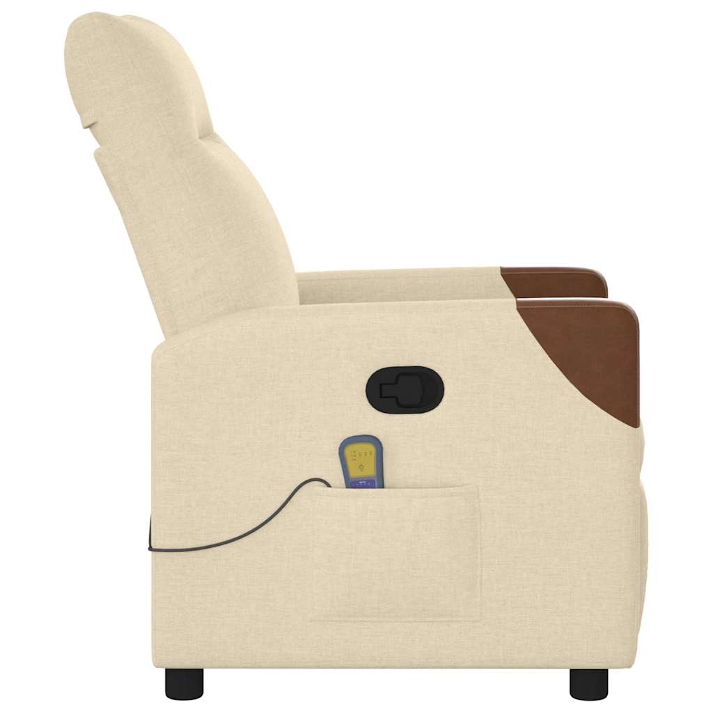 Reclining massage chair, cream, fabric