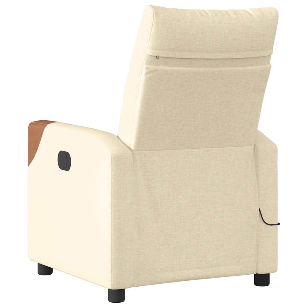 Reclining massage chair, cream, fabric