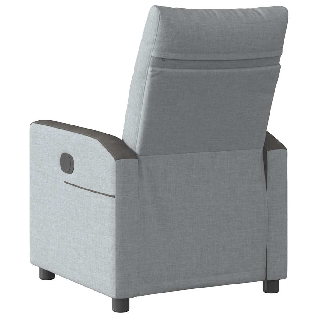 Reclining armchair, light gray, textile material