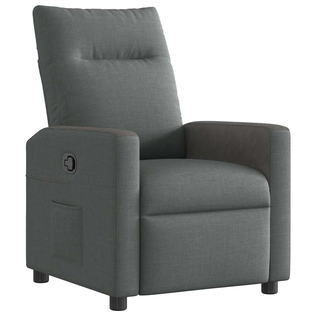 Reclining armchair, dark grey, textile