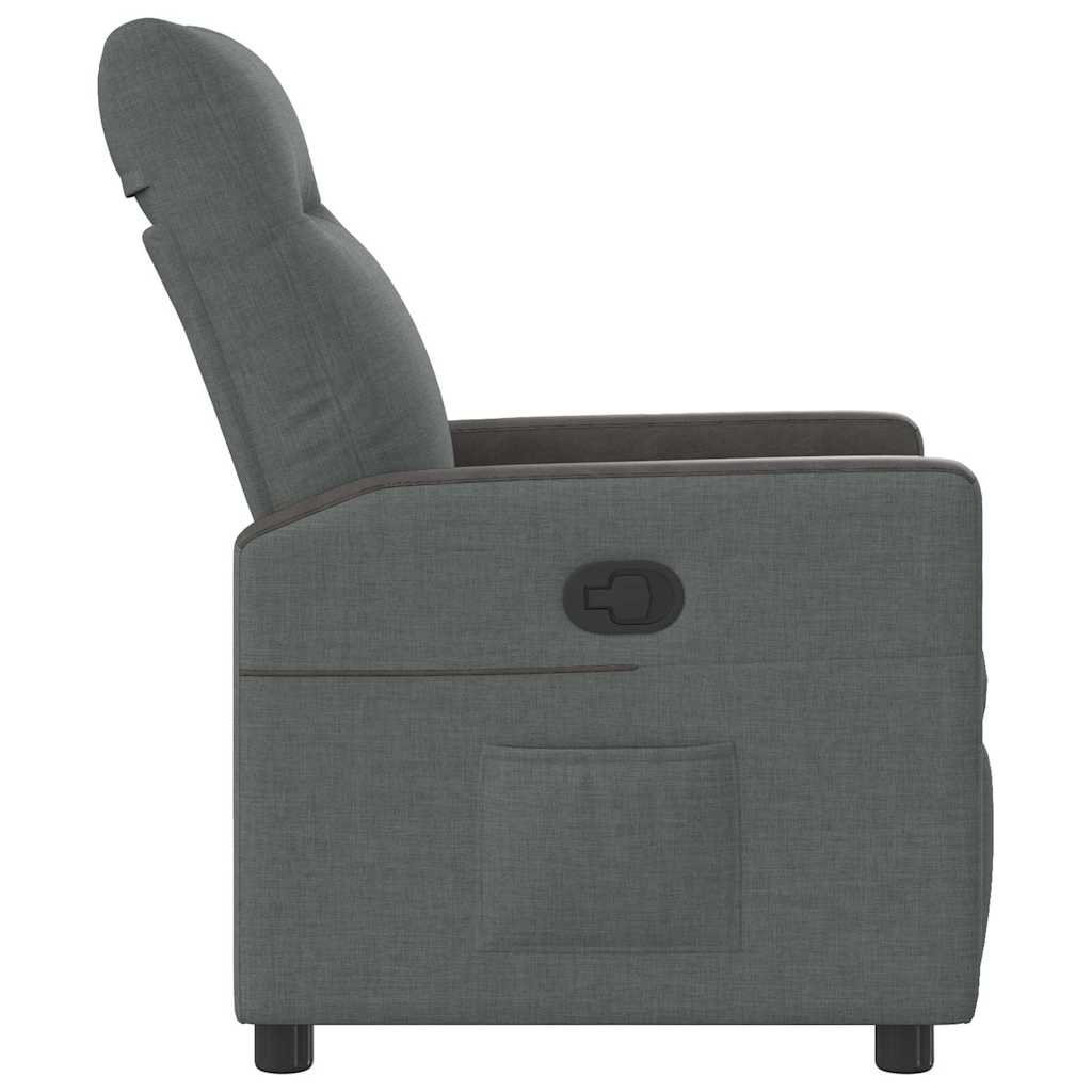 Reclining armchair, dark grey, textile