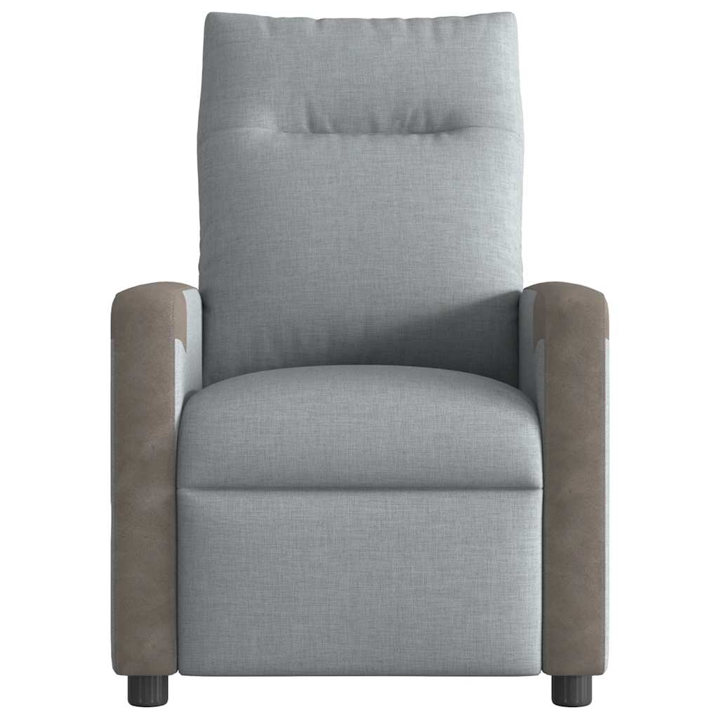 Reclining armchair, light gray, textile material