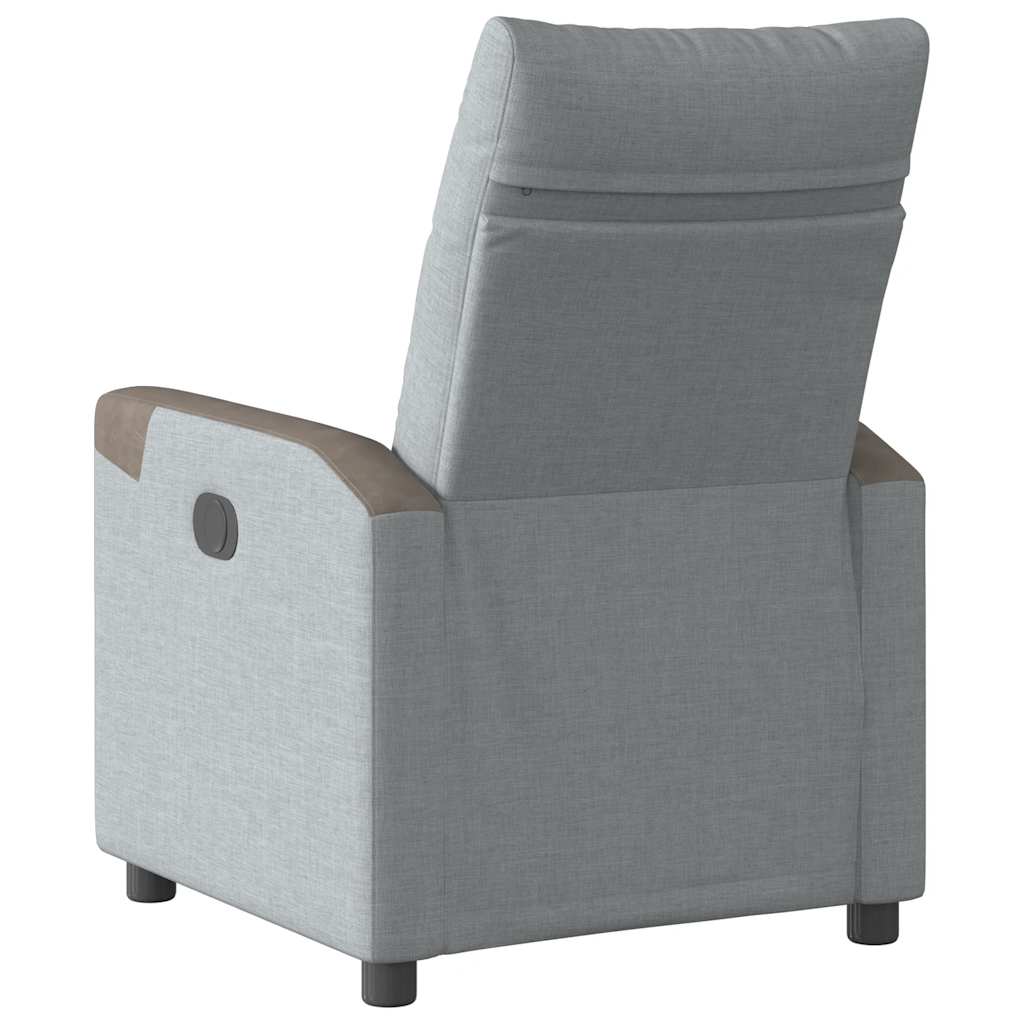 Reclining armchair, light gray, textile material