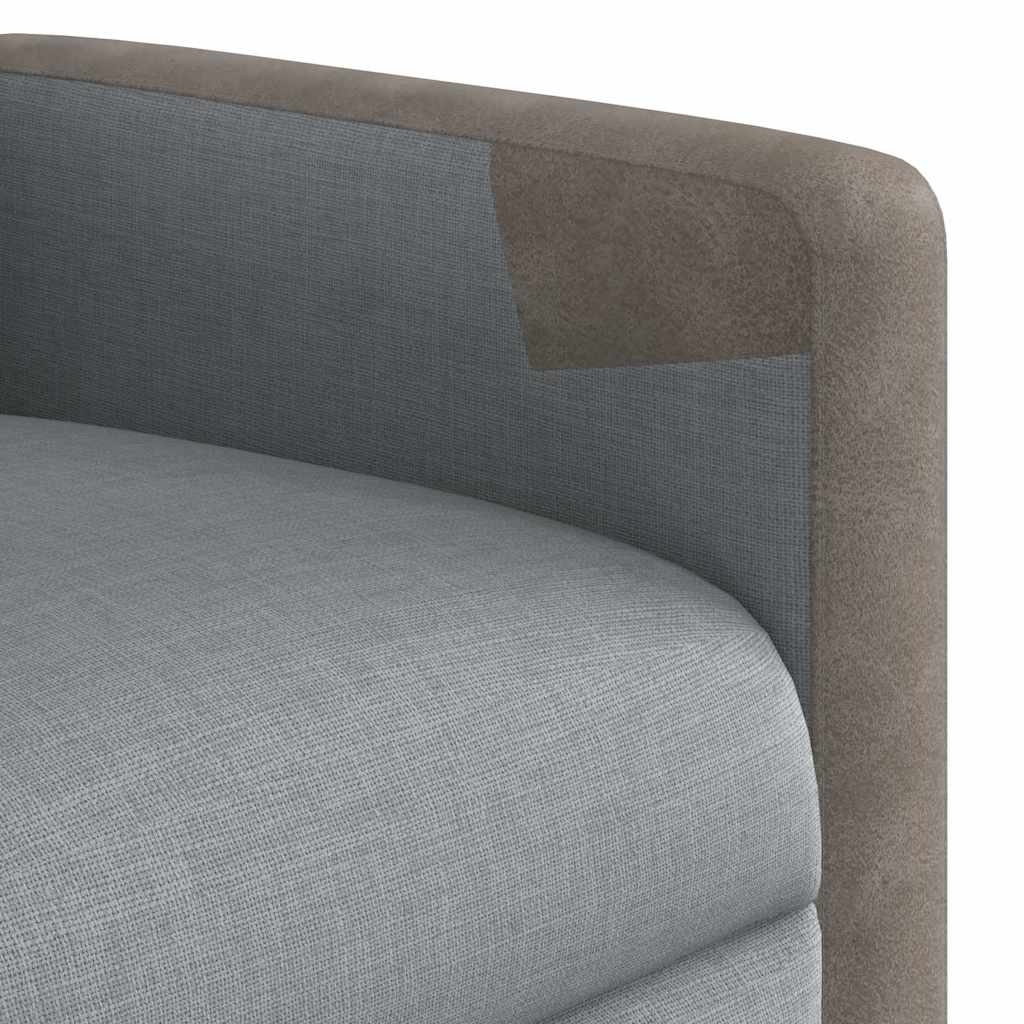 Reclining armchair, light gray, textile material