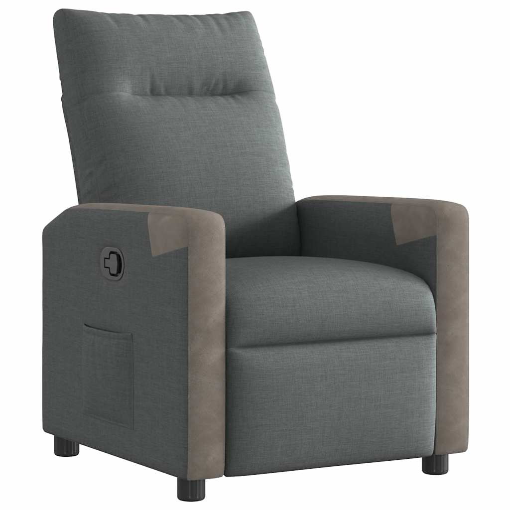 Reclining armchair, dark grey, textile