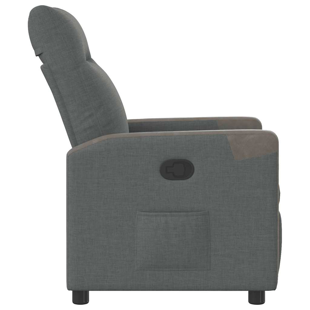 Reclining armchair, dark grey, textile