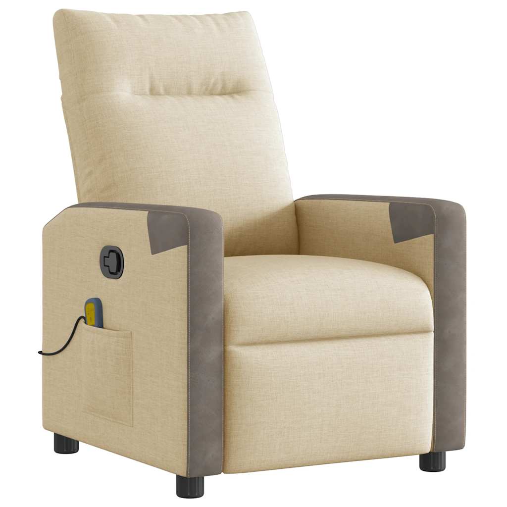 Reclining massage chair, cream, fabric