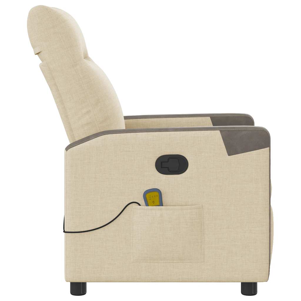 Reclining massage chair, cream, fabric