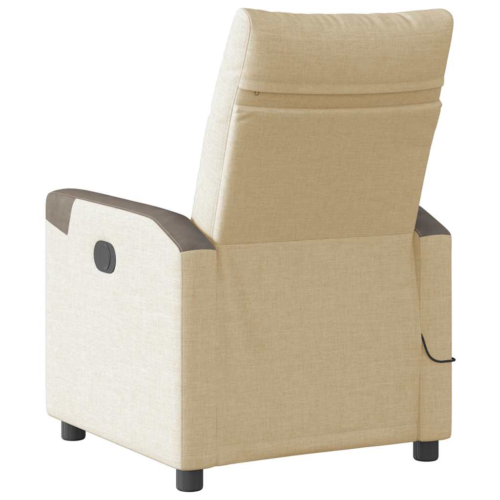 Reclining massage chair, cream, fabric