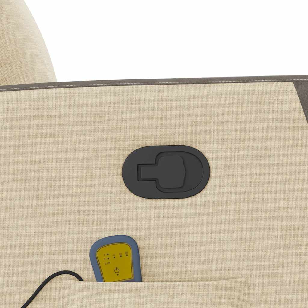 Reclining massage chair, cream, fabric