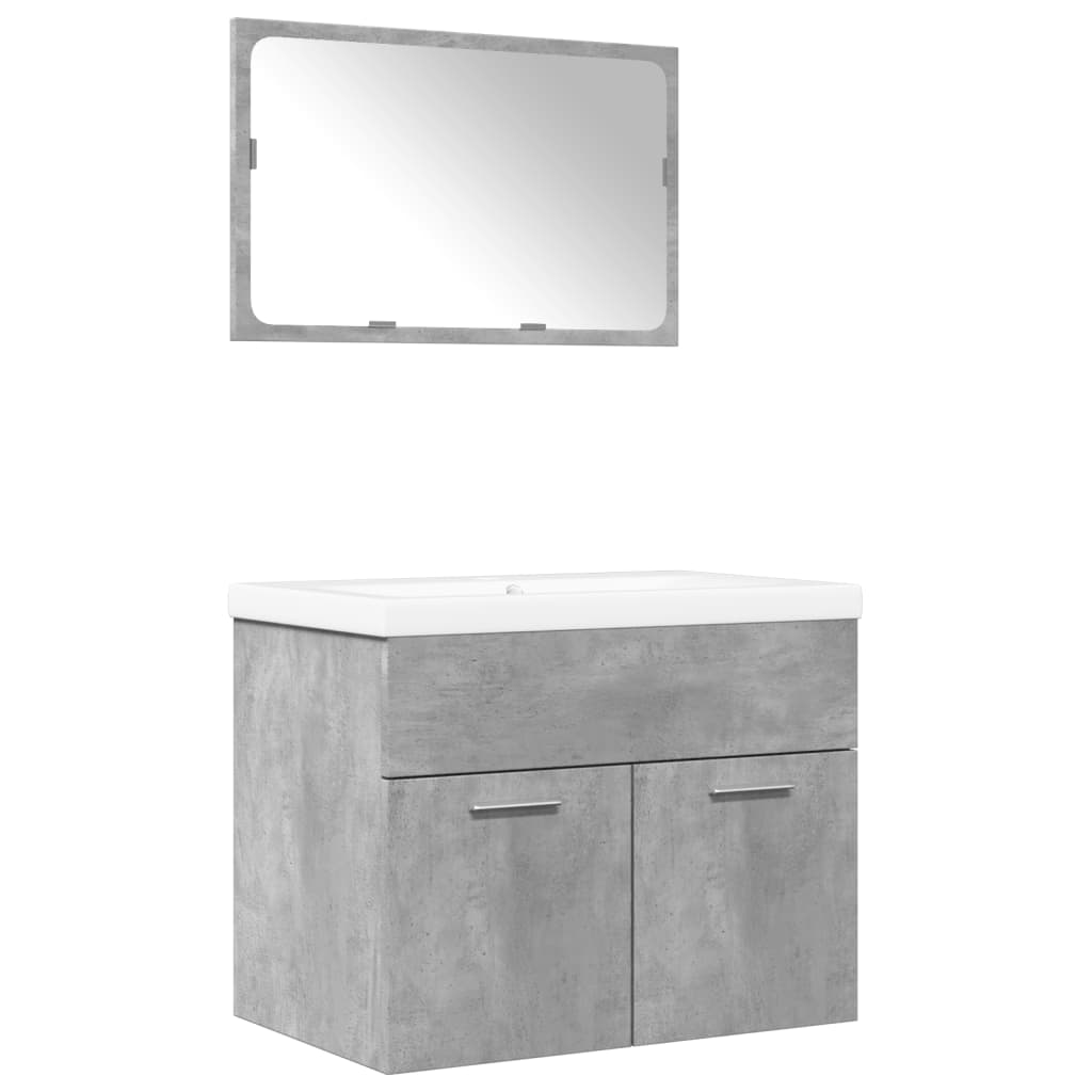 Bathroom furniture set, 3 pieces, concrete grey, composite wood