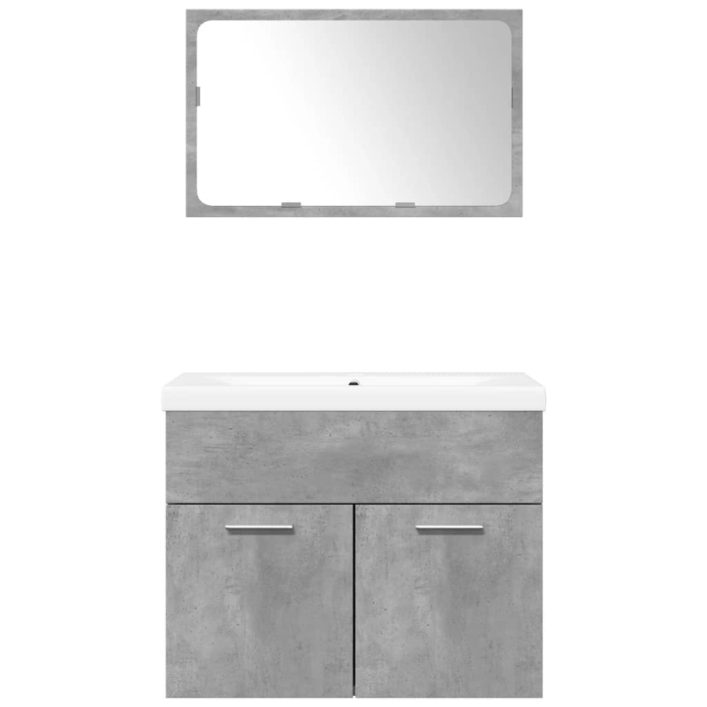 Bathroom furniture set, 3 pieces, concrete grey, composite wood