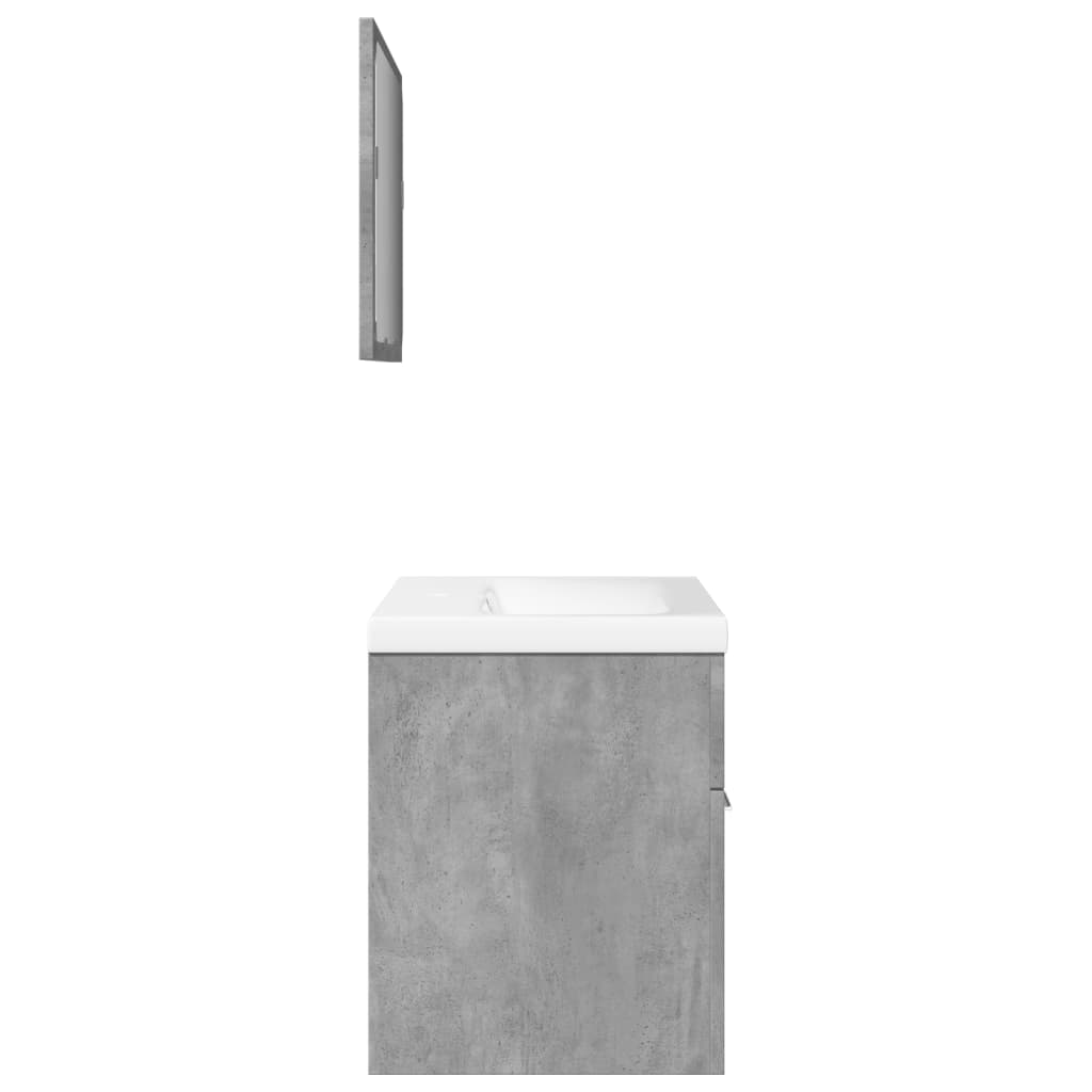 Bathroom furniture set, 3 pieces, concrete grey, composite wood