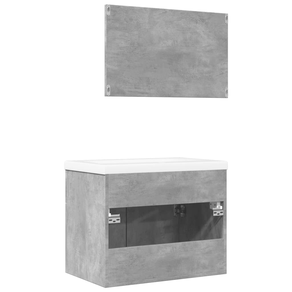 Bathroom furniture set, 3 pieces, concrete grey, composite wood