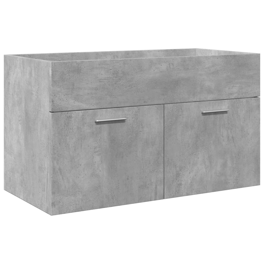 Bathroom furniture set, 3 pieces, concrete grey, composite wood