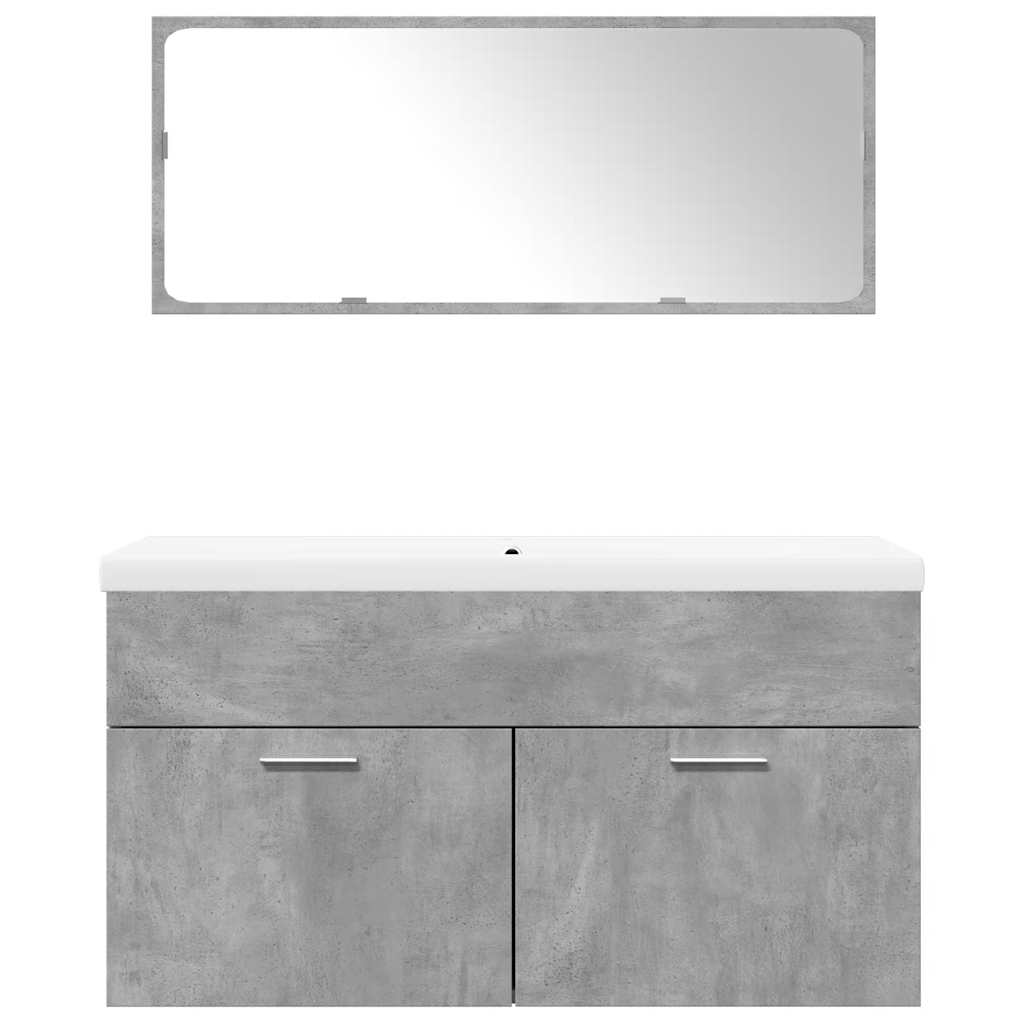 Bathroom furniture set, 3 pieces, concrete grey, composite wood