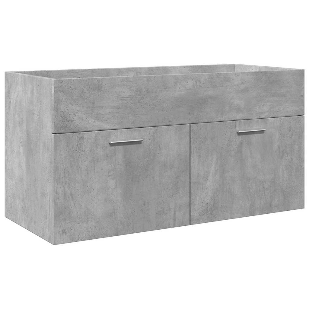 Bathroom furniture set, 3 pieces, concrete grey, composite wood