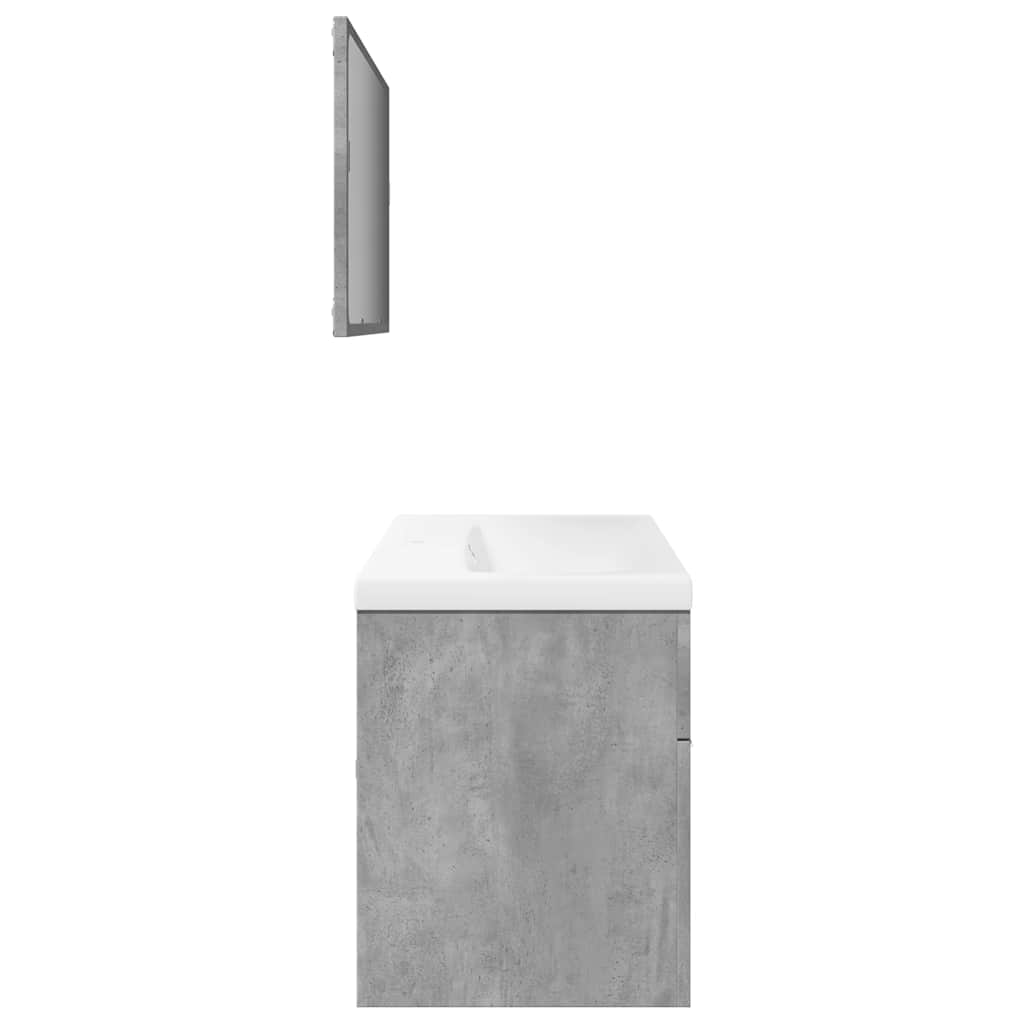 Bathroom furniture set, 3 pieces, concrete grey, composite wood