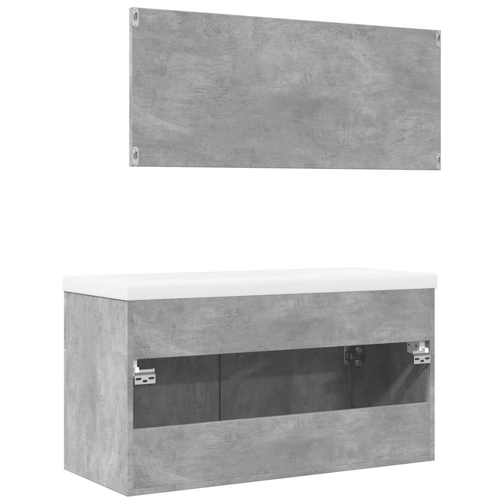 Bathroom furniture set, 3 pieces, concrete grey, composite wood