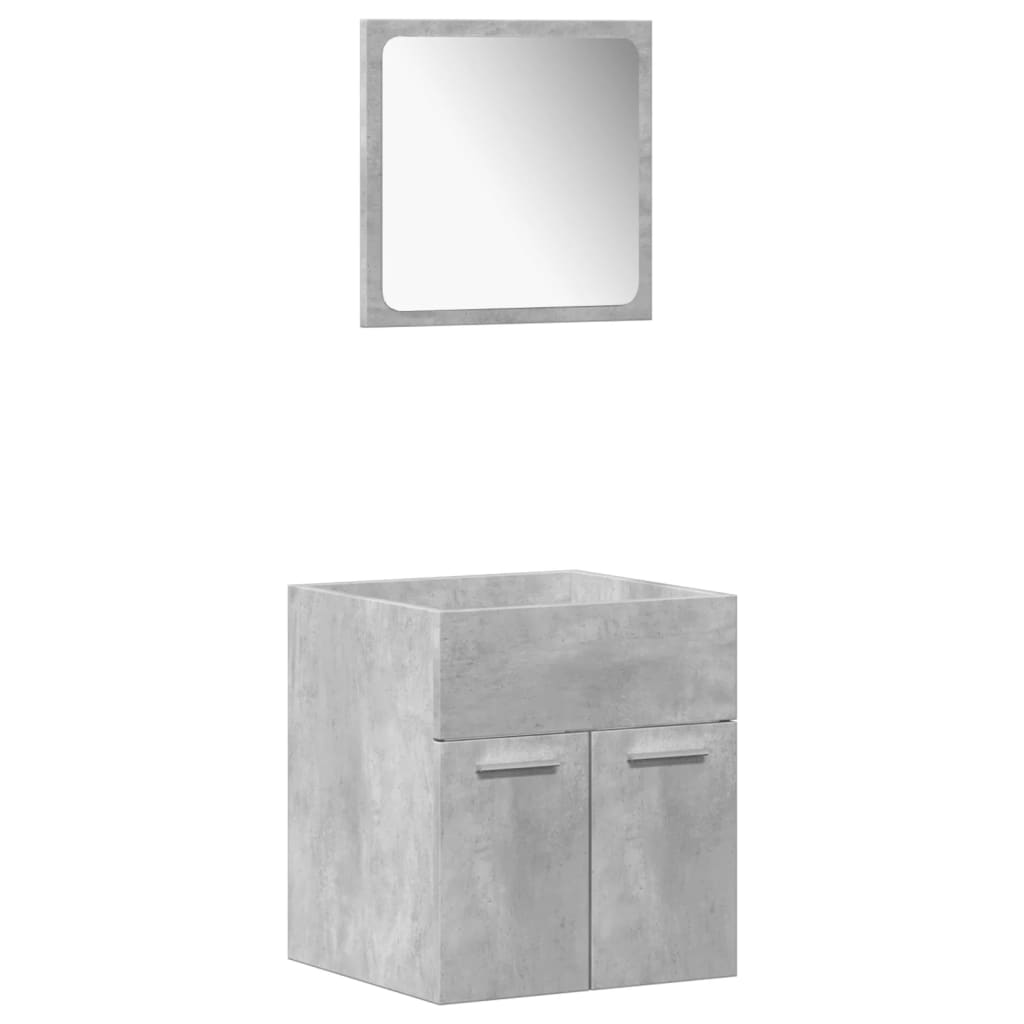 Bathroom furniture set, 4 pieces, concrete grey, composite wood