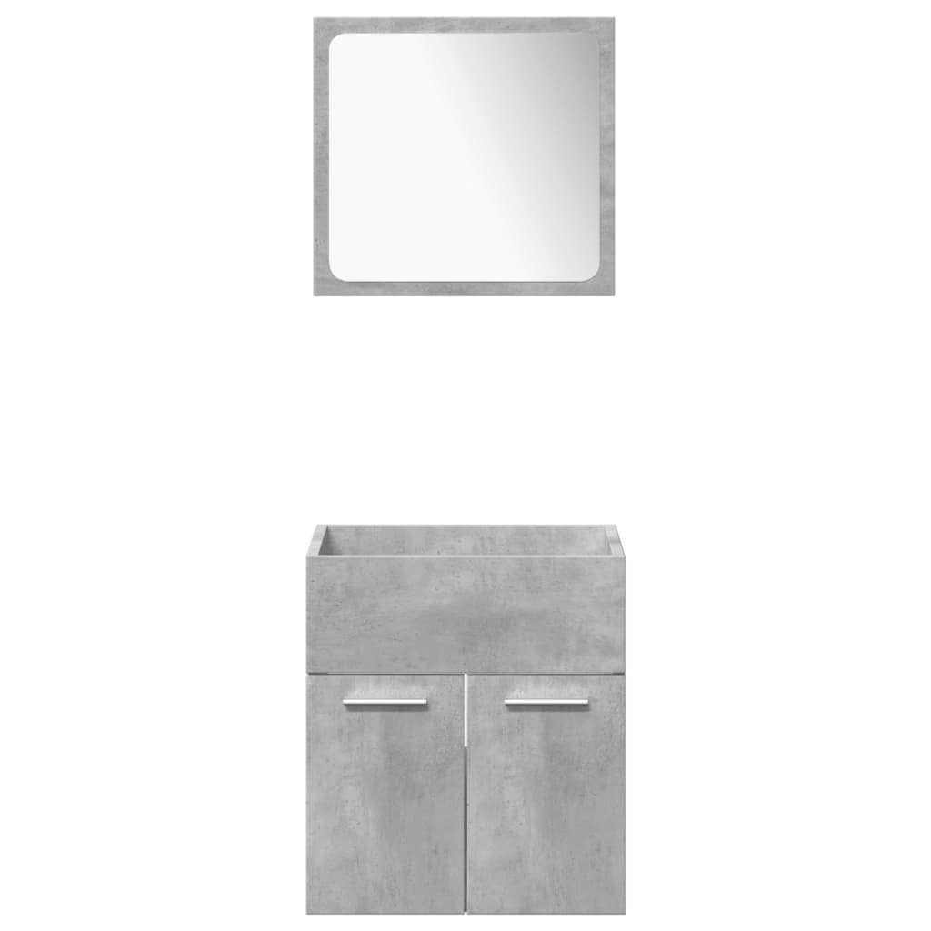 Bathroom furniture set, 4 pieces, concrete grey, composite wood